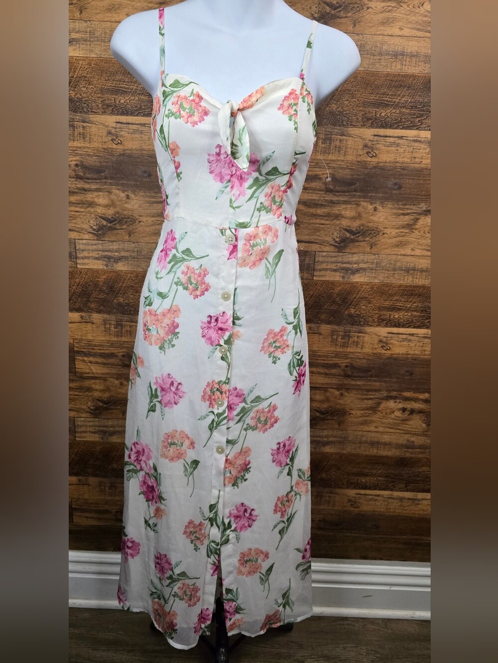 Abercrombie & Fitch White Maxi Dress with Pink Floral Print